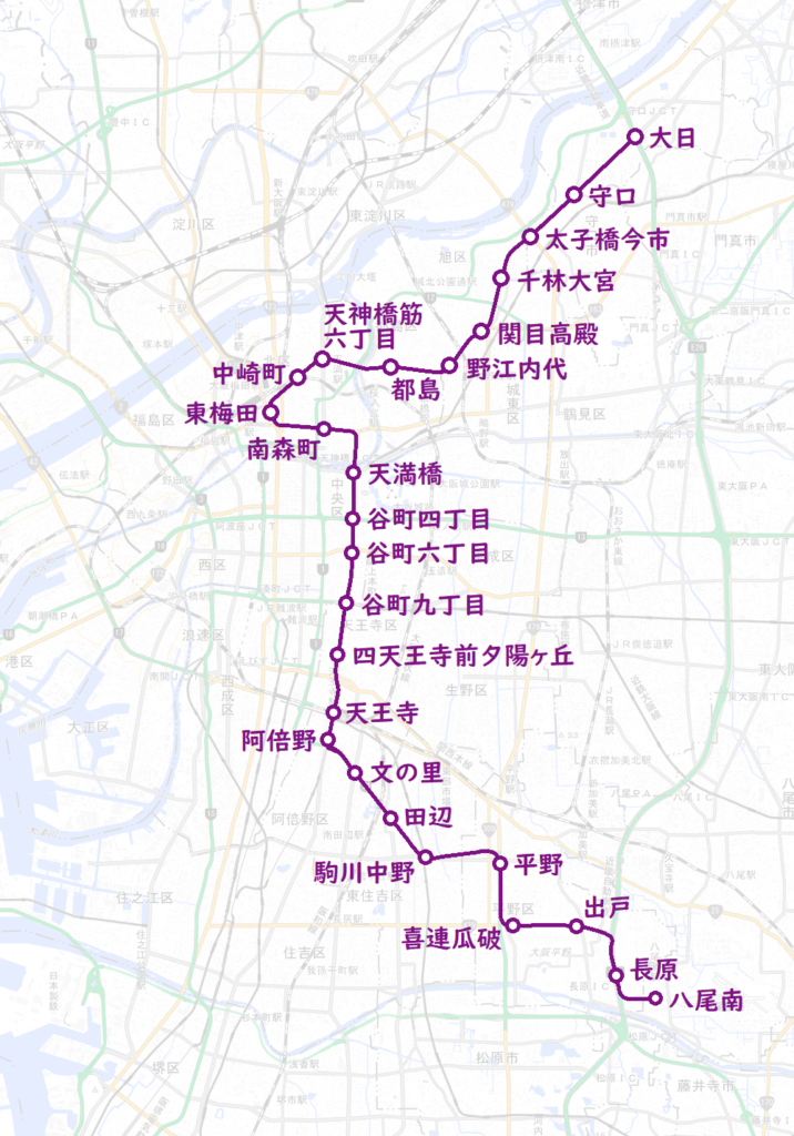 路線図 配線図 大阪メトロ谷町線 Osaka Metropolis