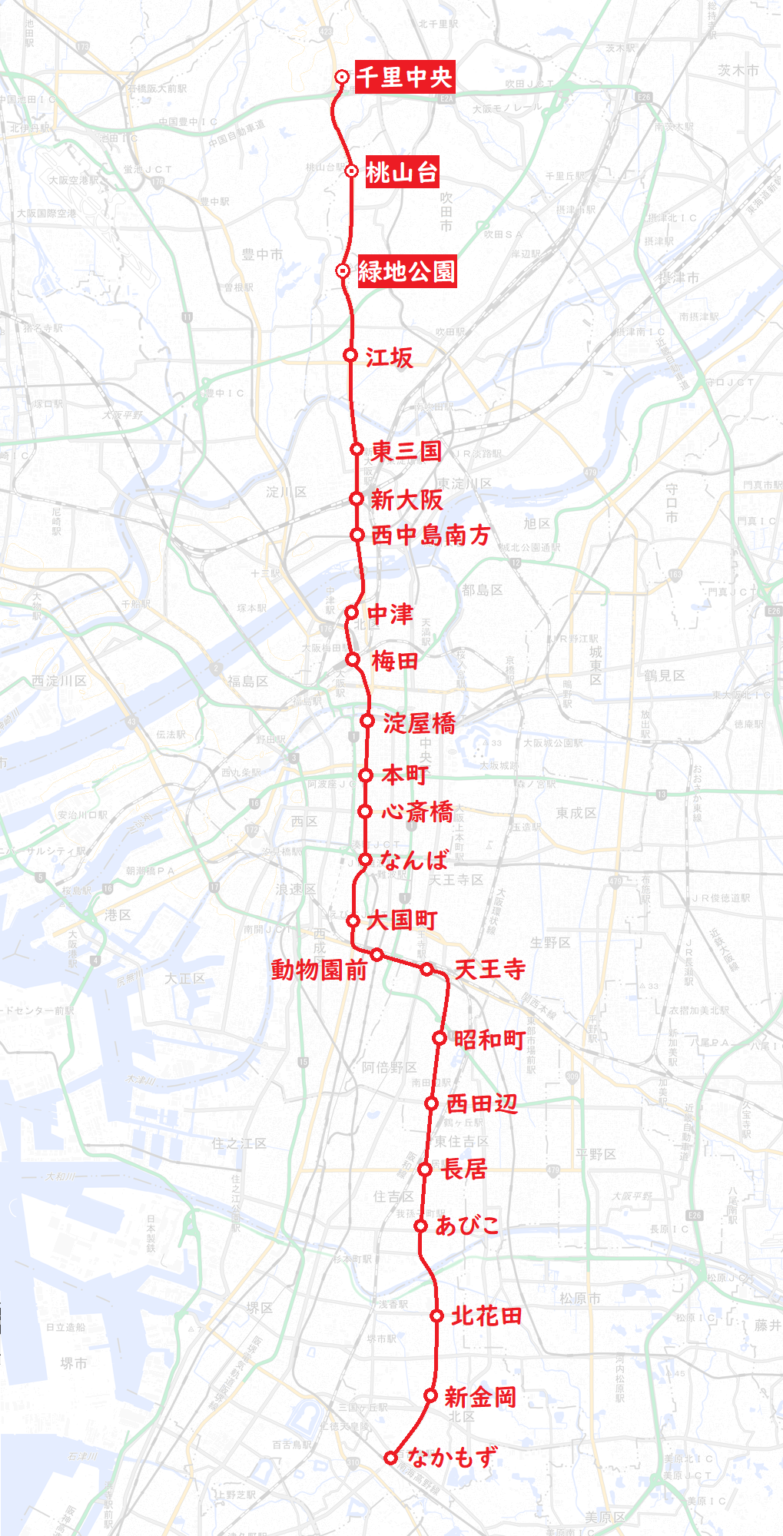 【路線図/配線図】大阪メトロ御堂筋線 Osaka Metropolis
