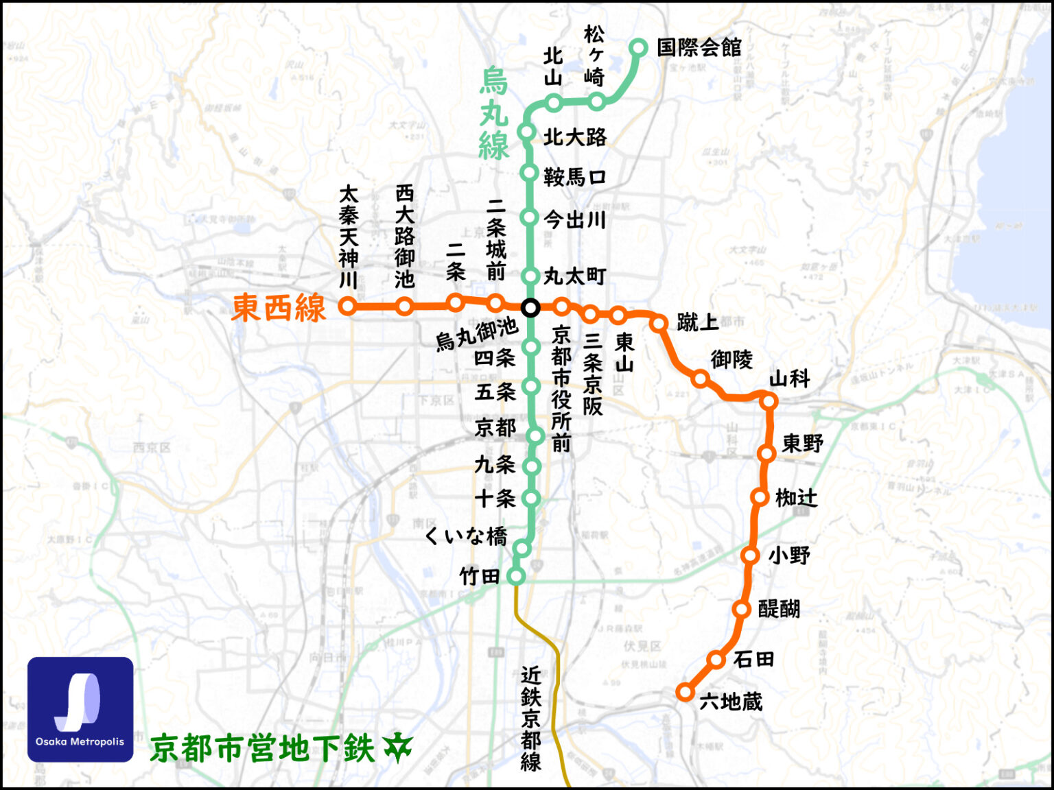 【路線図/配線略図】京都市営地下鉄 烏丸線・東西線 Osaka Metropolis