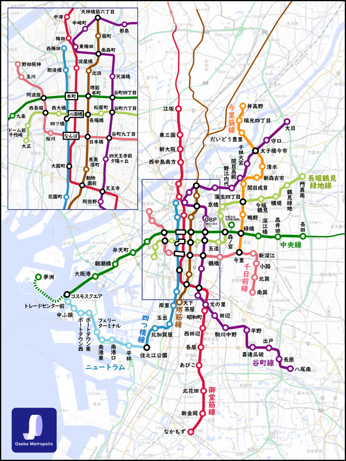 【路線図】大阪メトロ | Osaka Metropolis