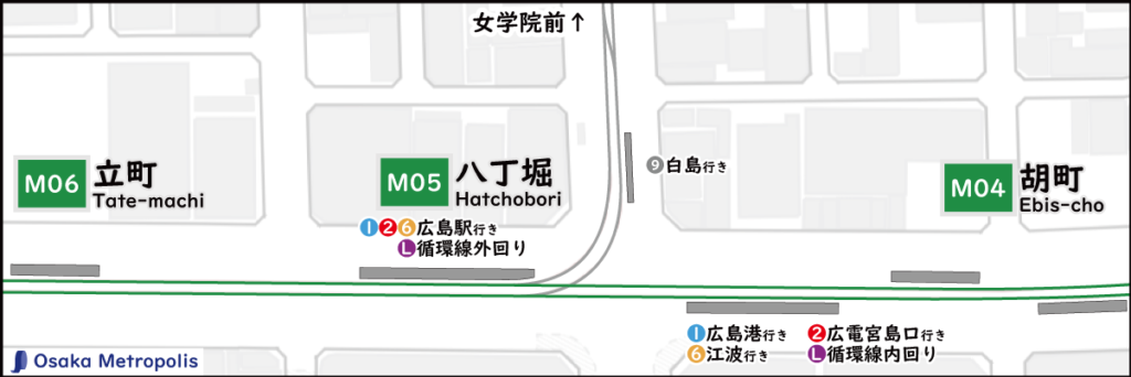 配線図,広島電鉄,広電,市内線,本線,白島線,八丁堀